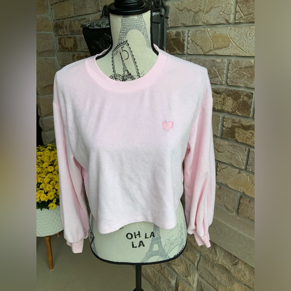 STONEY CLOVER LANE X TARGET Light Pink Sweater Terry Cloth Women’s Size SM/MED - Picture 8 of 12